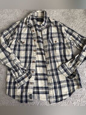 Abercrombie & Fitch Blue & Cream Plaid Flannel Shirt